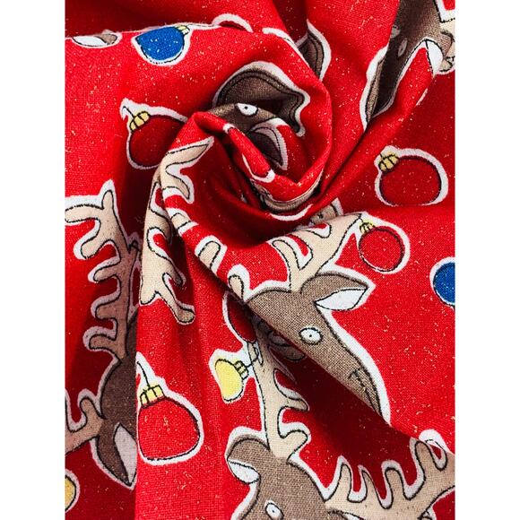 Christmas Moose Fabric Sewing Quilting Sparkles Ornaments Red Rudolf Reindeer - Picture 4 of 7